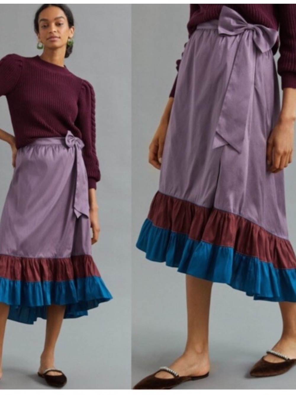 ANTHROPOLOGIE SACHIN & BABI Faux Wrap RUFFLE SKIRT Sz 16 NEW